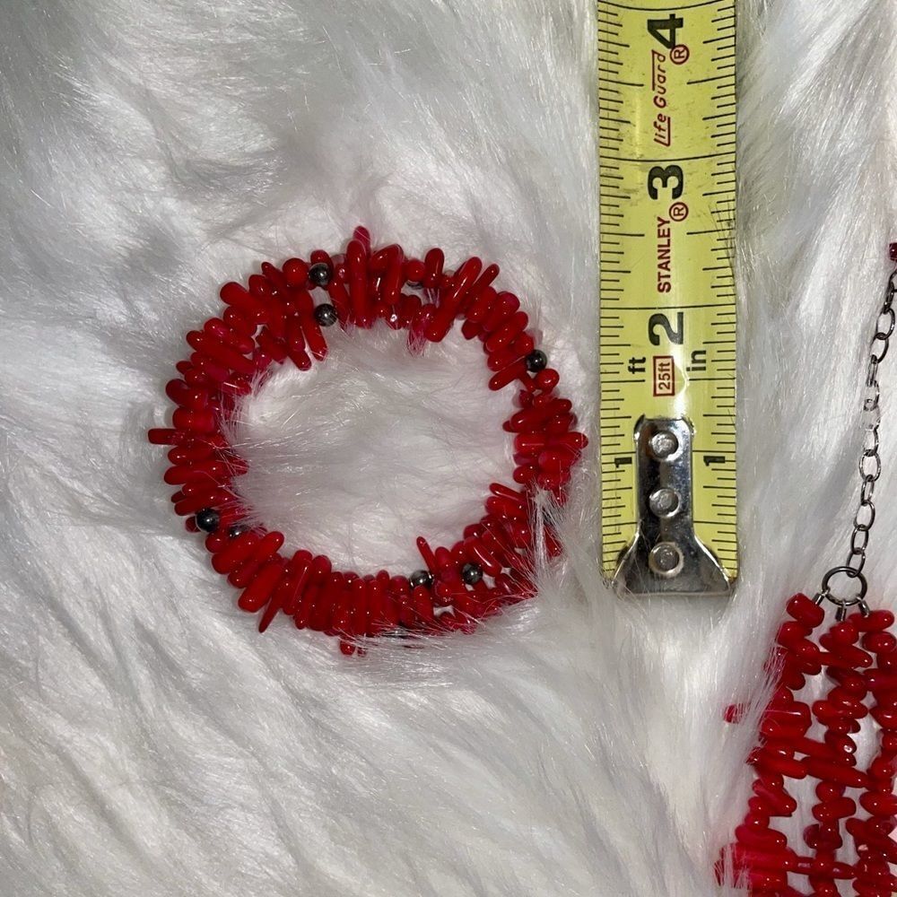 Artisan Handcrafted Authentic Red Branch Coral Multi Strand Necklace & Bracelet - Picture 11 of 12